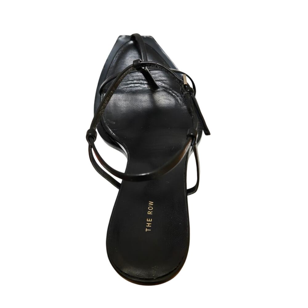 SOLD The Row Minimalist Quiet Luxury Black Leather T-Strap Strappy Sandals Heels - Picture 10 of 11